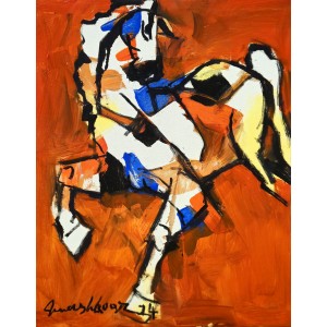 Mashkoor Raza, 18 x 24 Inch, Oil on Canvas, Horse Painting, AC-MR-682